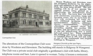 Old photo of club – Photo of The Cosmopolitan Club in Wanganui