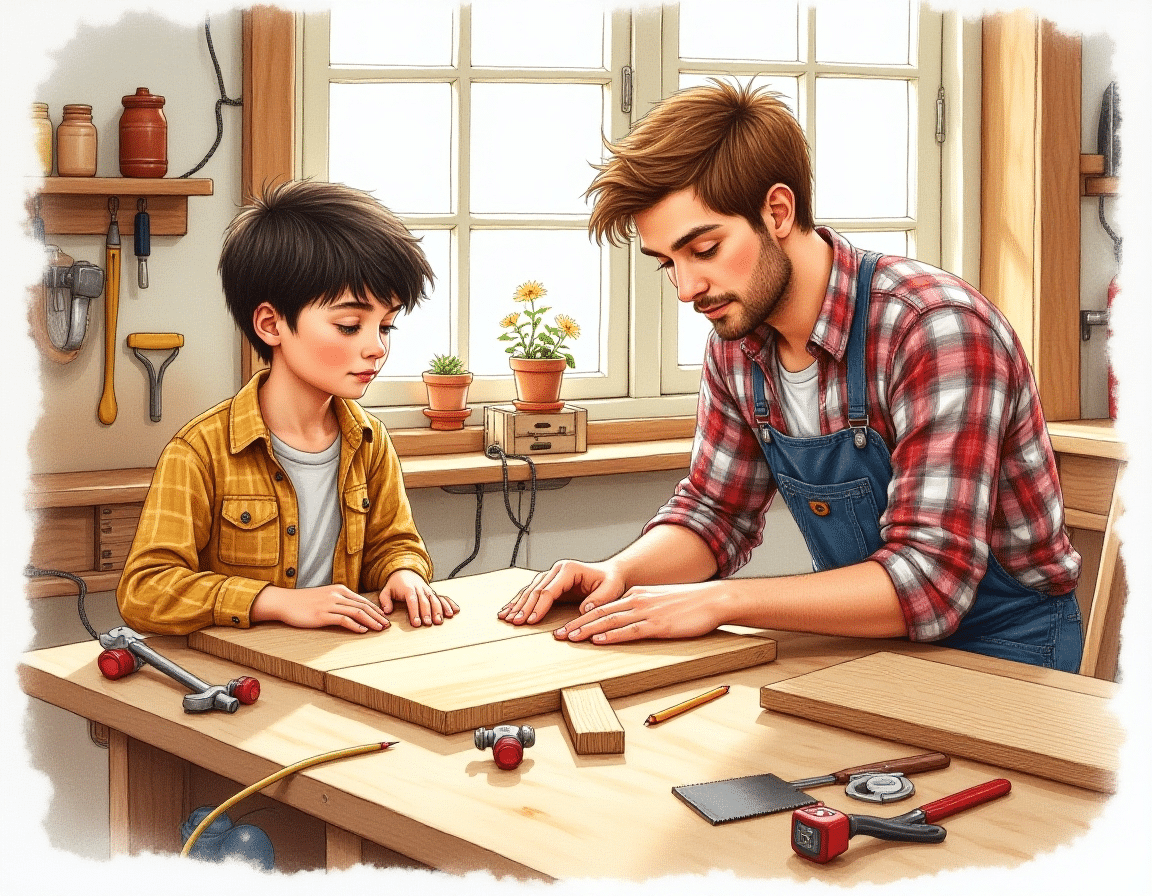 Father Son 50's style drawing